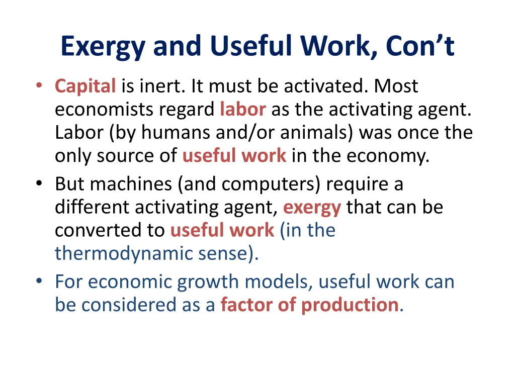 exergy and useful work con t capital is inert