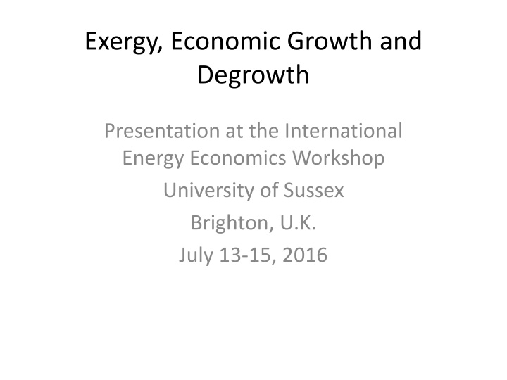 exergy economic growth and degrowth