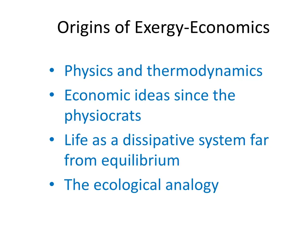 origins of exergy economics