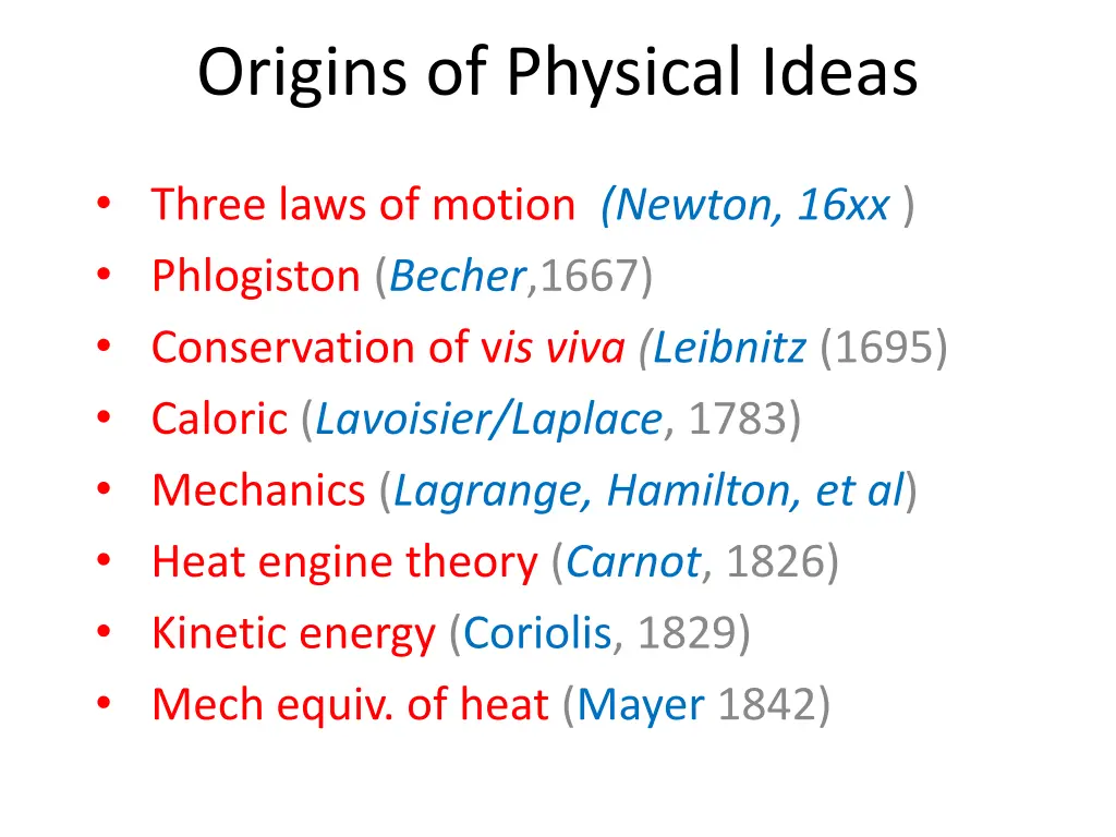 origins of physical ideas