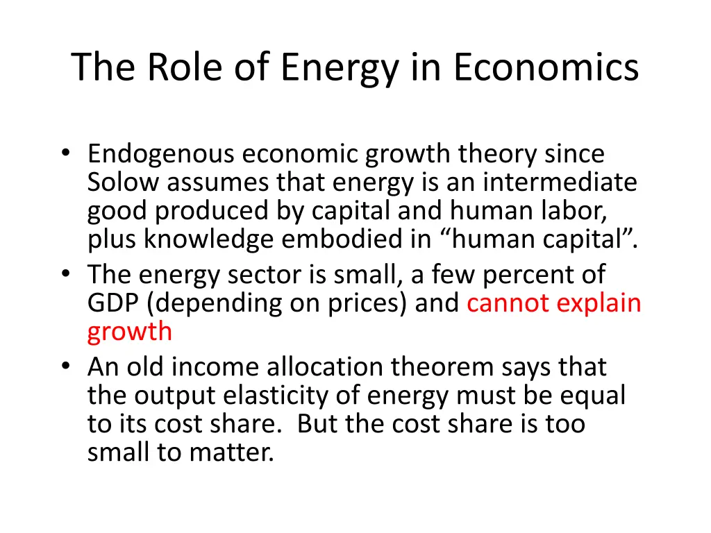 the role of energy in economics