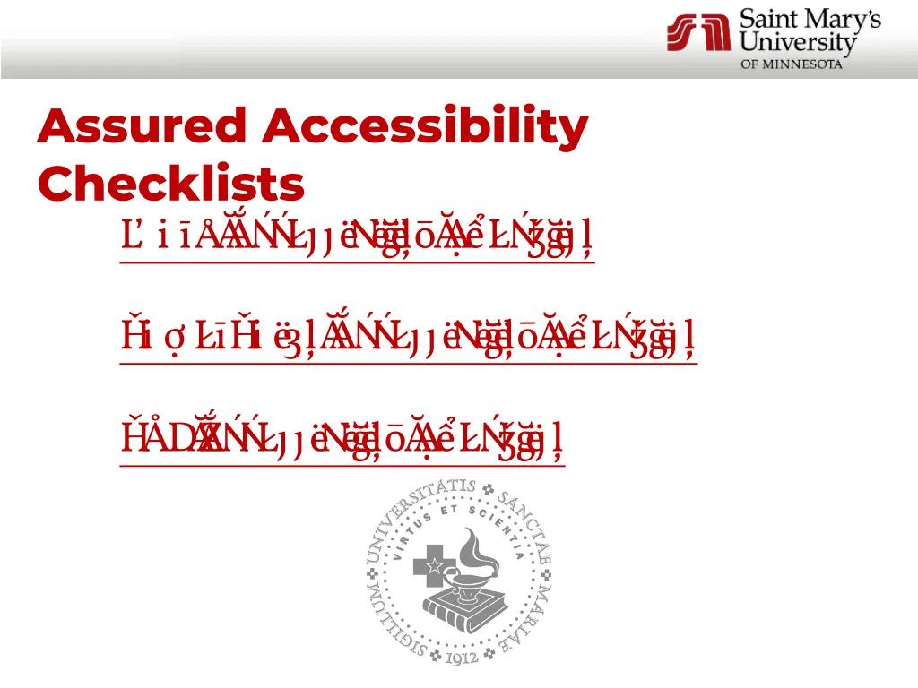 assured accessibility checklists