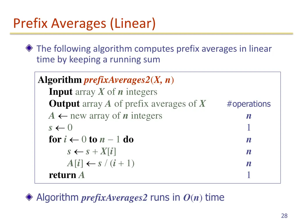 prefix averages linear