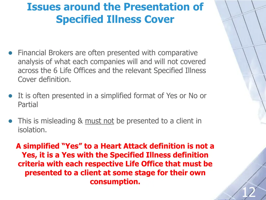 issues around the presentation of specified