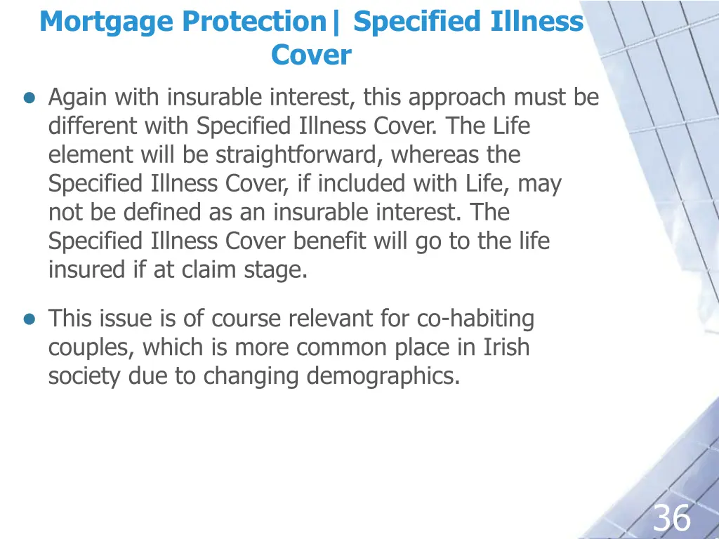 mortgage protection specified illness cover again