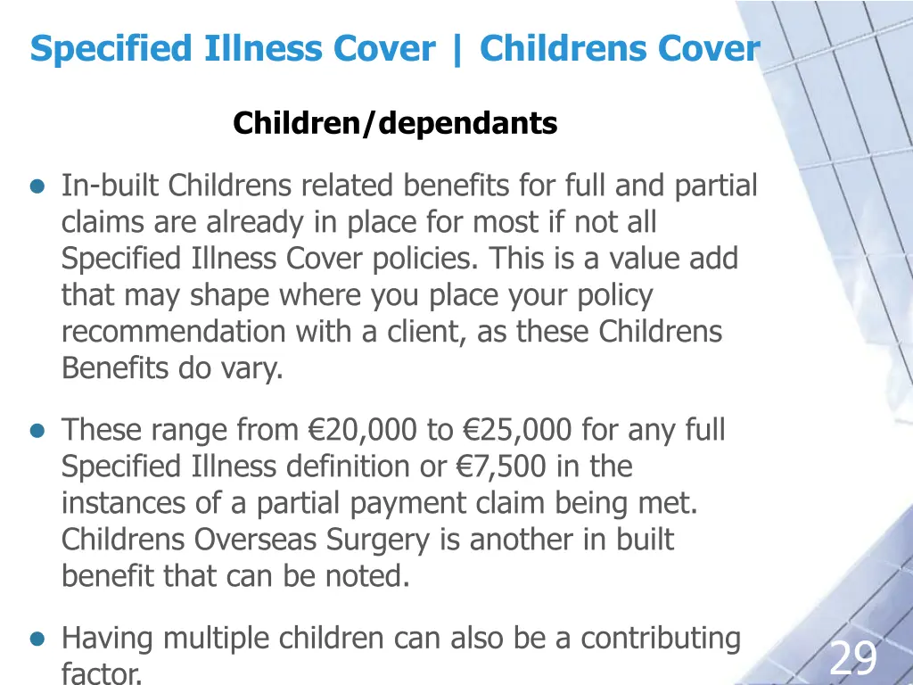 specified illness cover childrens cover