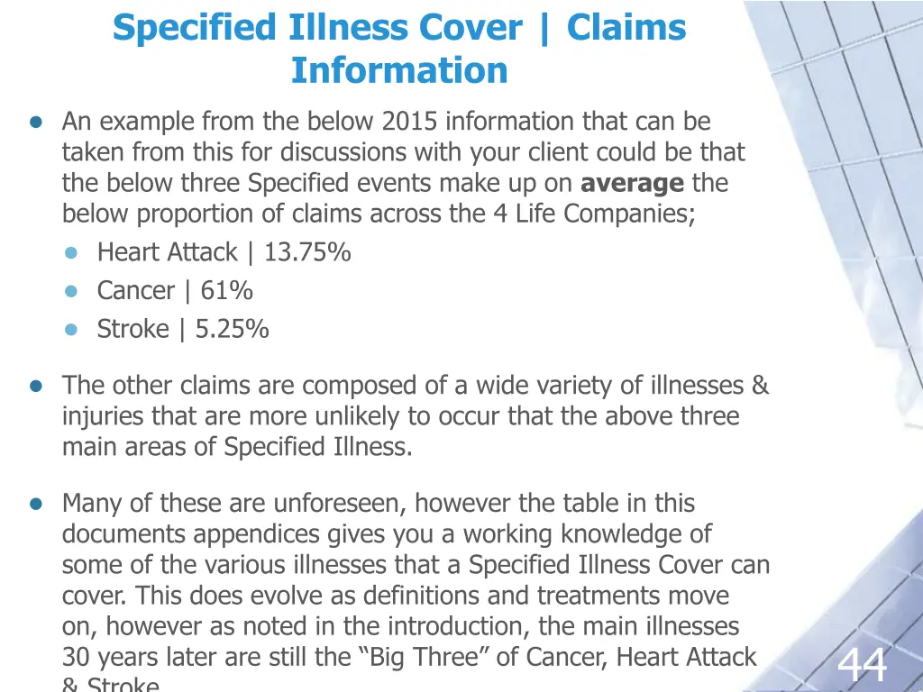 specified illness cover claims information 2