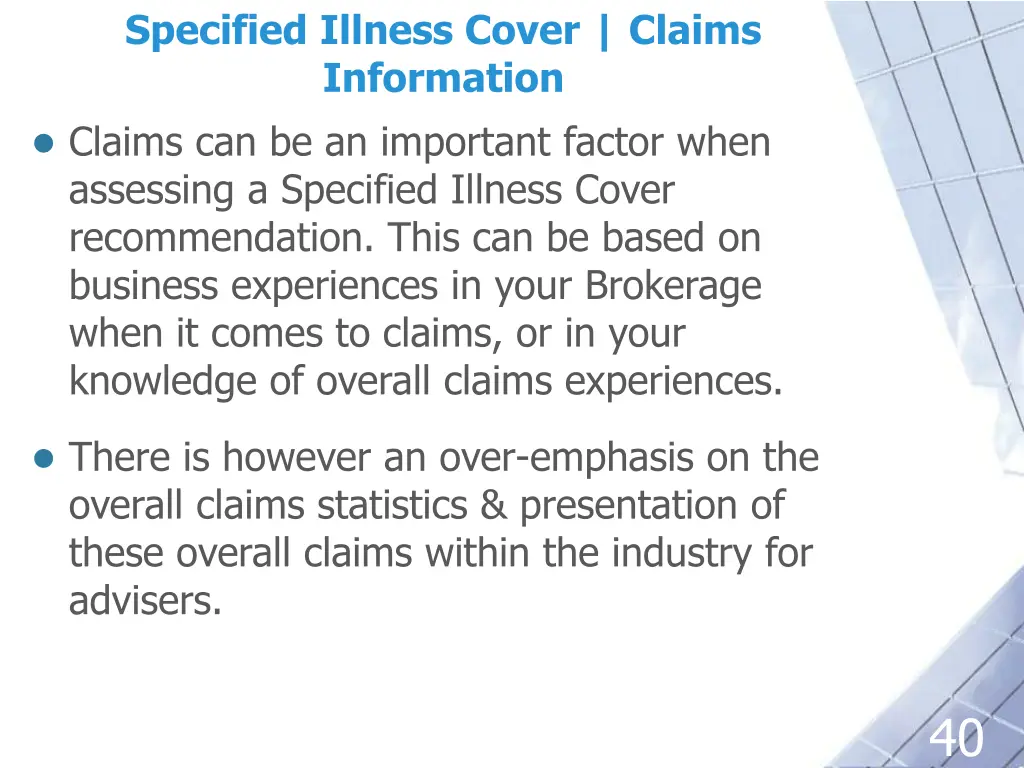 specified illness cover claims information claims