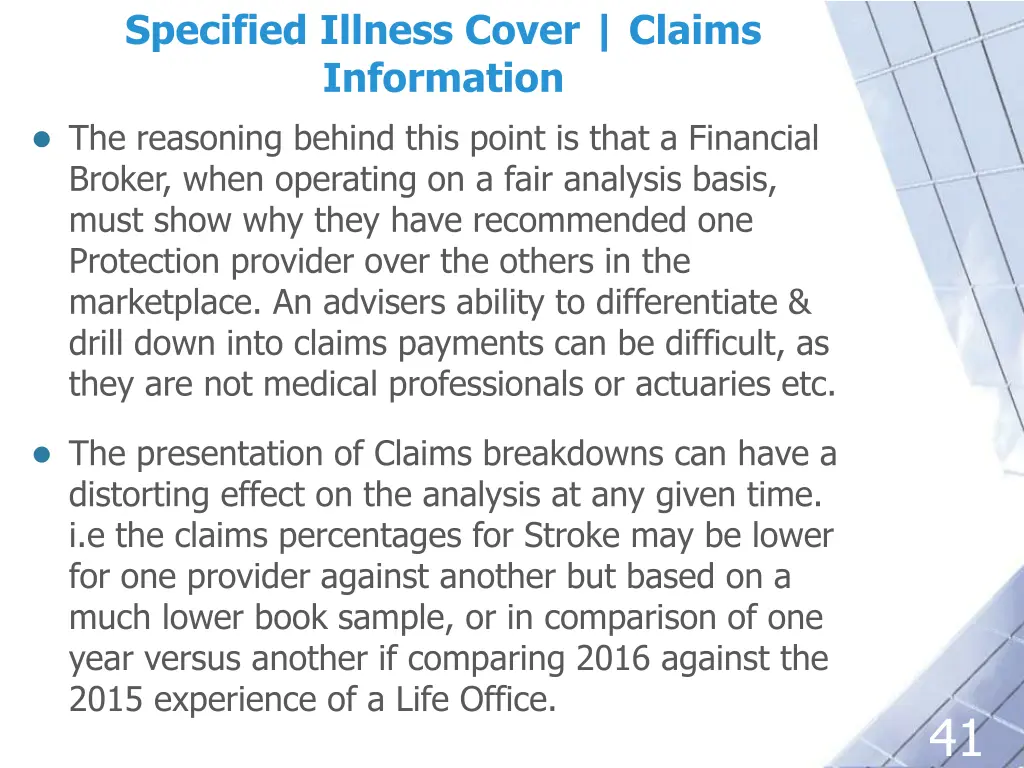 specified illness cover claims information