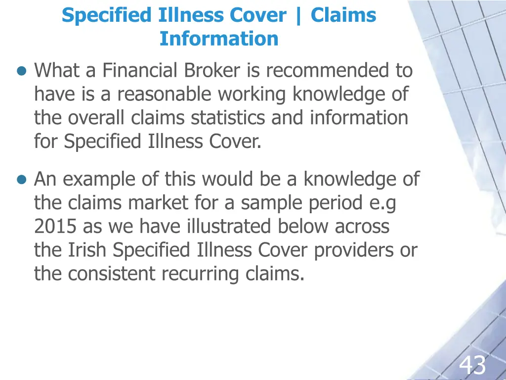 specified illness cover claims information what