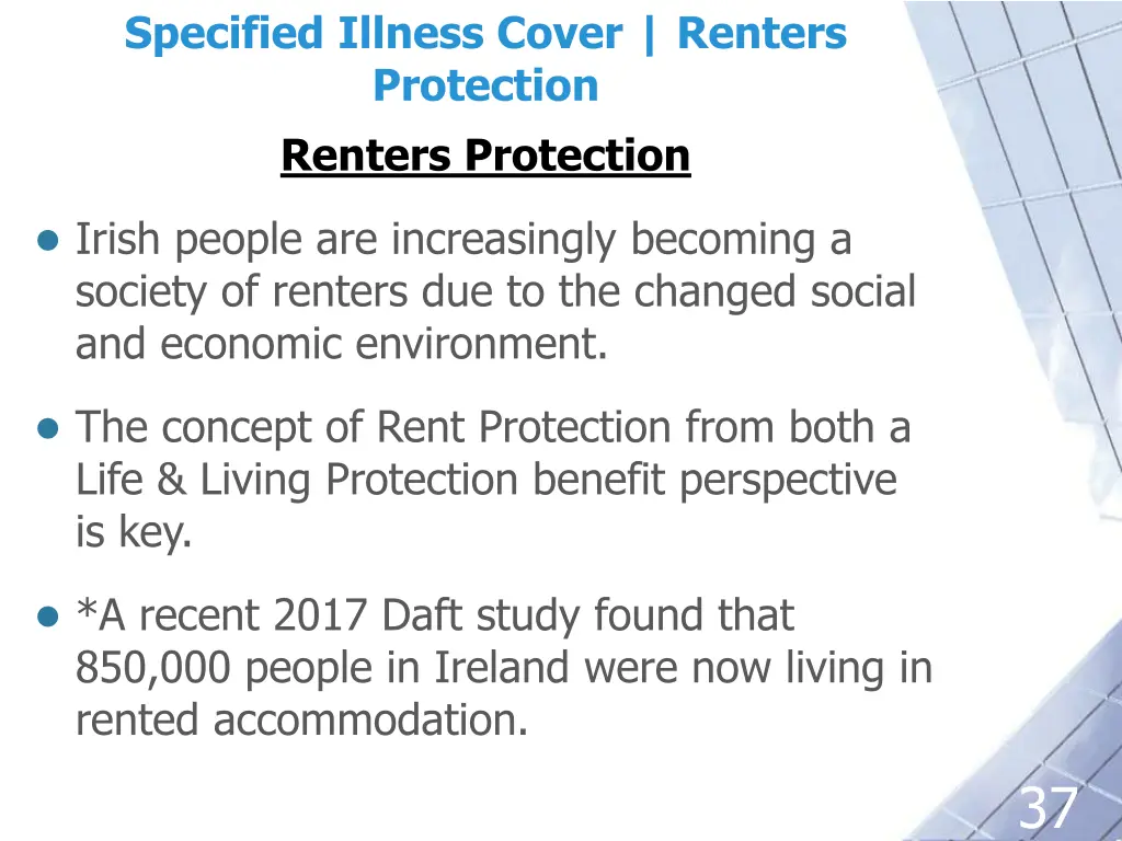 specified illness cover renters protection