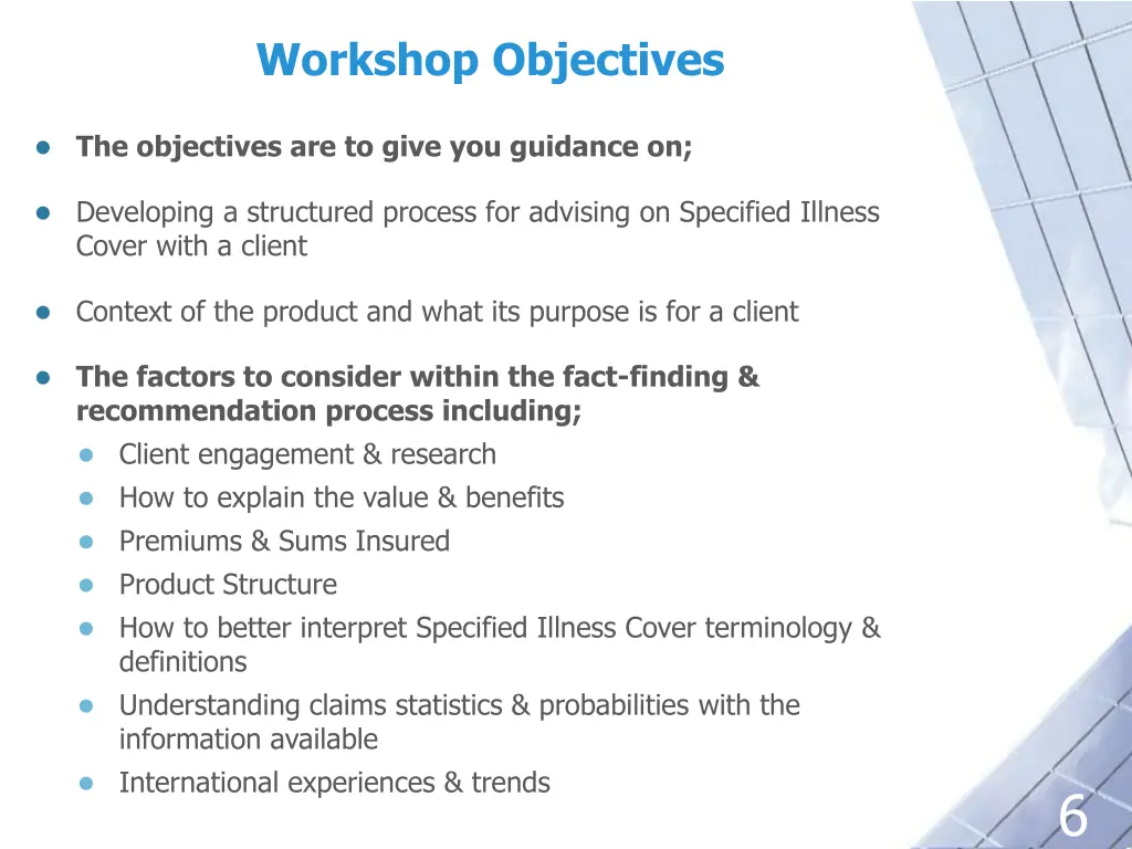 workshop objectives