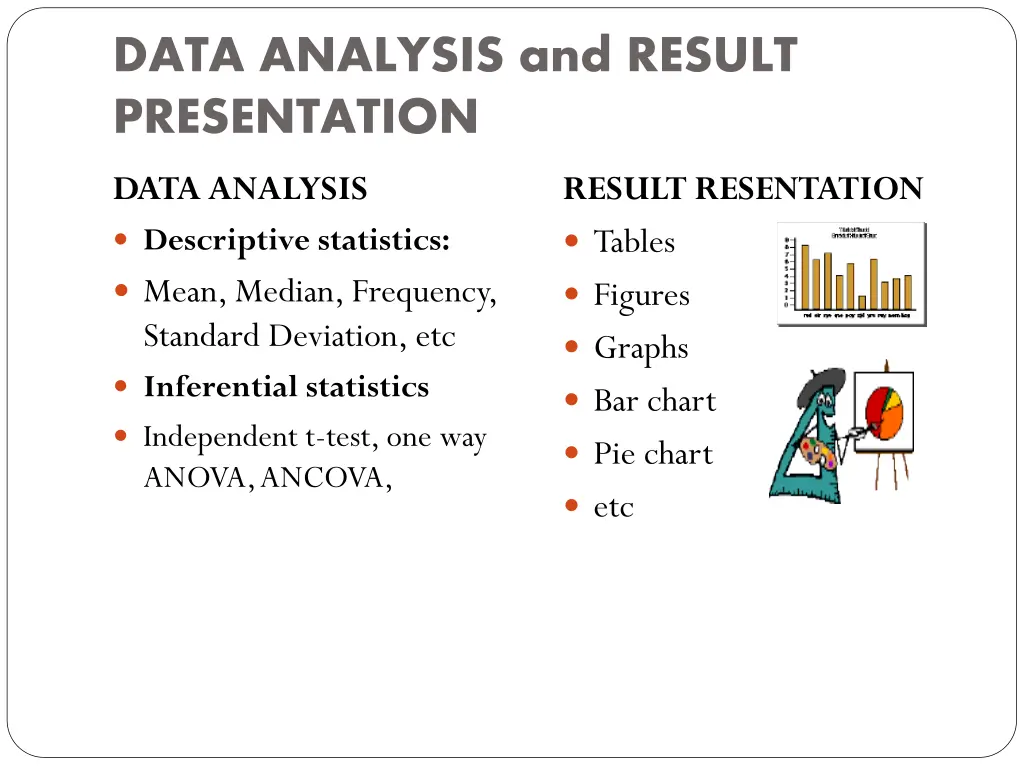 data analysis and result presentation