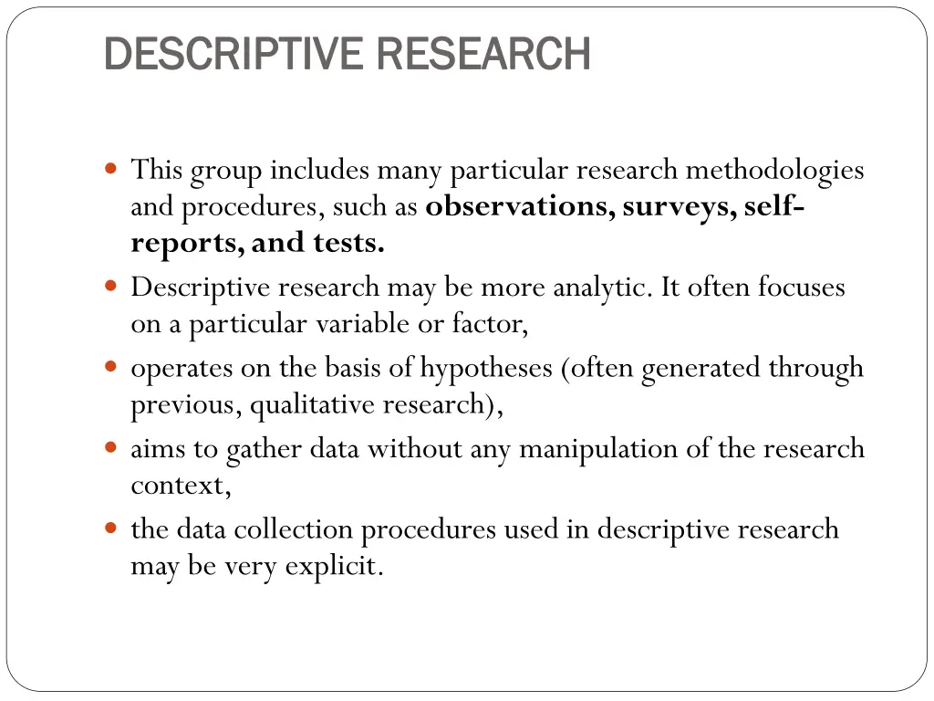 descriptive research descriptive research