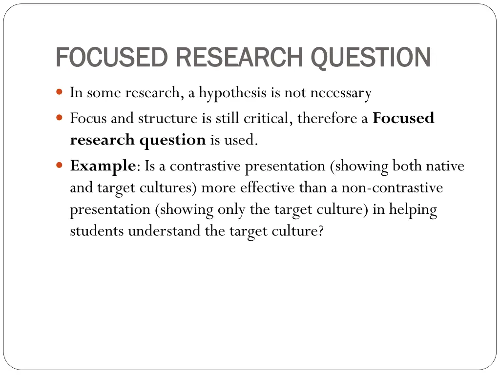 focused research question focused research