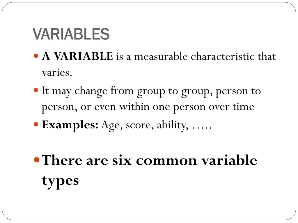 variables variables