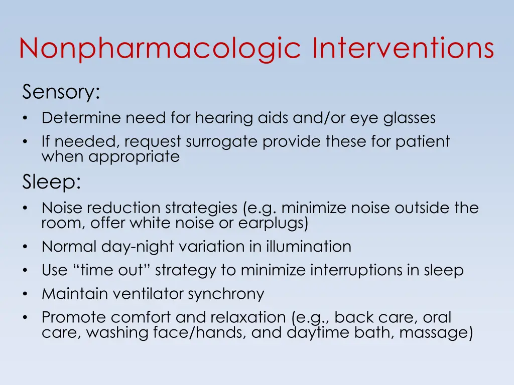 nonpharmacologic interventions