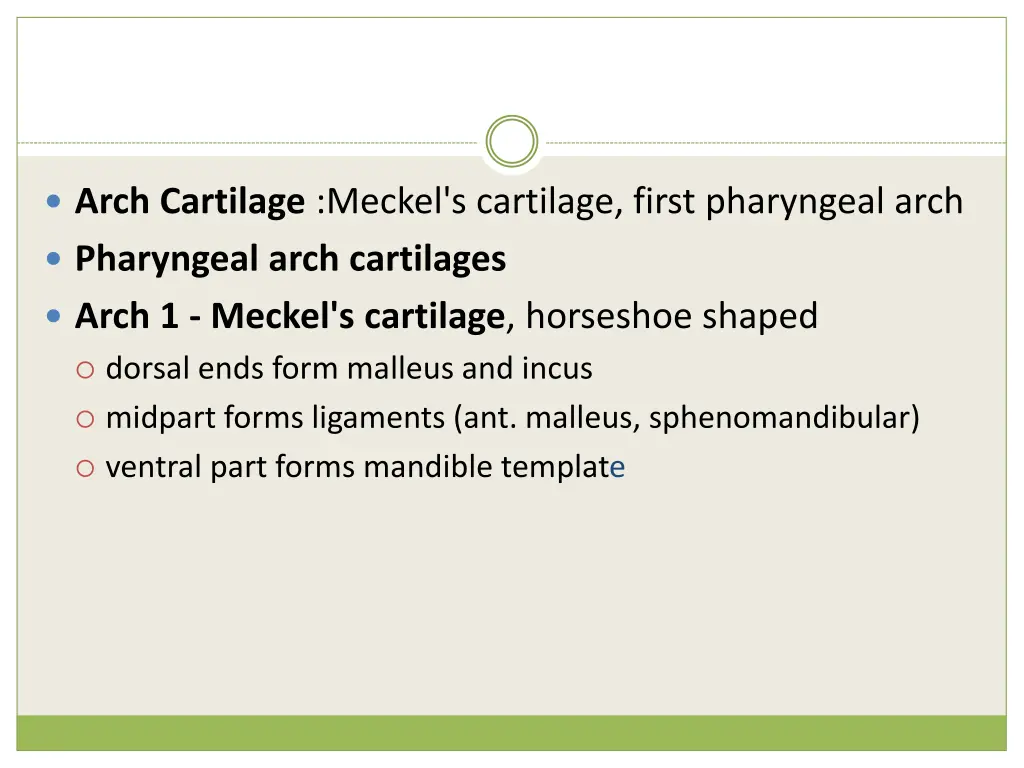 arch cartilage meckel s cartilage first