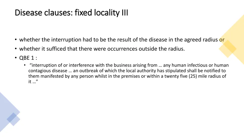 disease clauses fixed locality iii disease