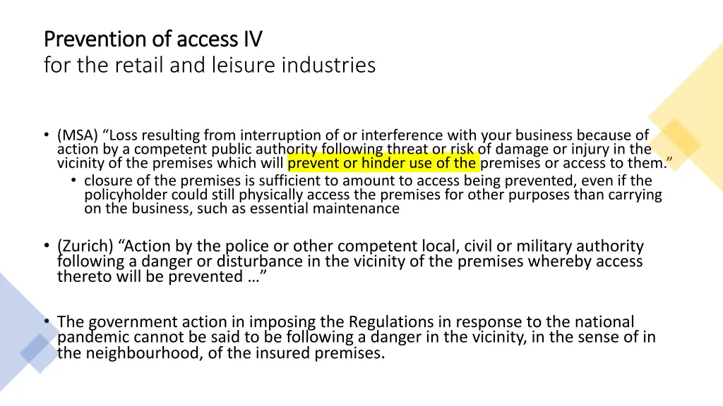 prevention of access iv prevention of access