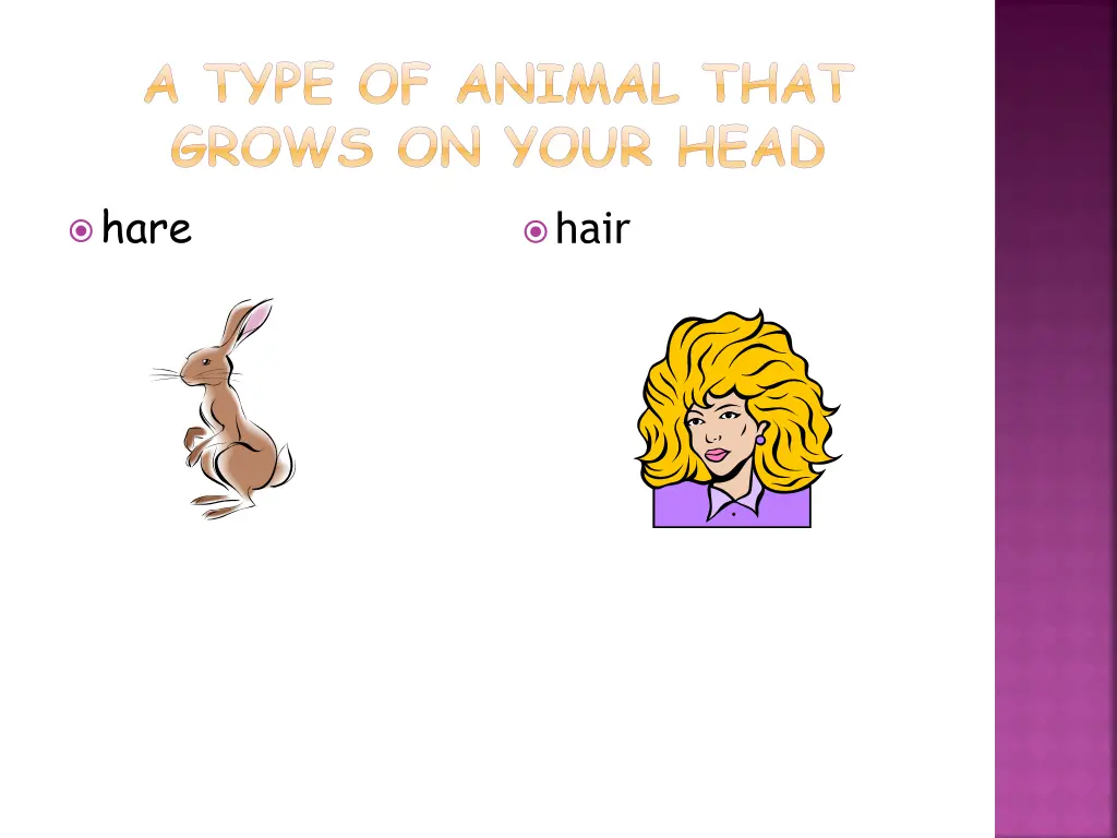 a type of animal that grows on your head hare