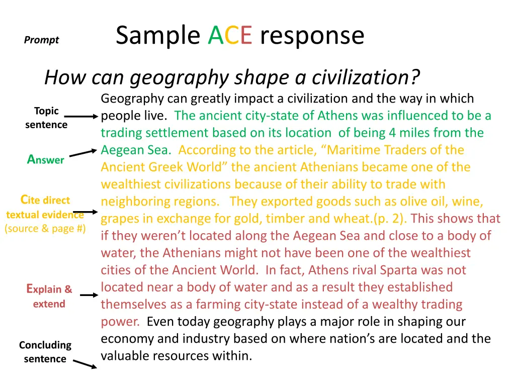 sample ace response