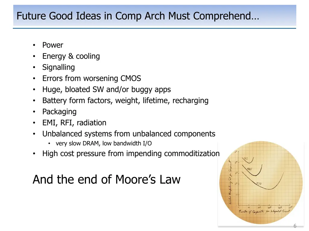 future good ideas in comp arch must comprehend