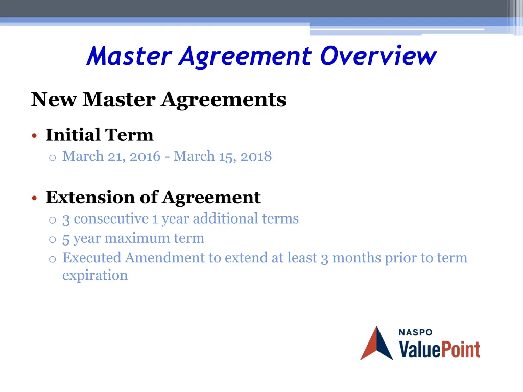 master agreement overview 1