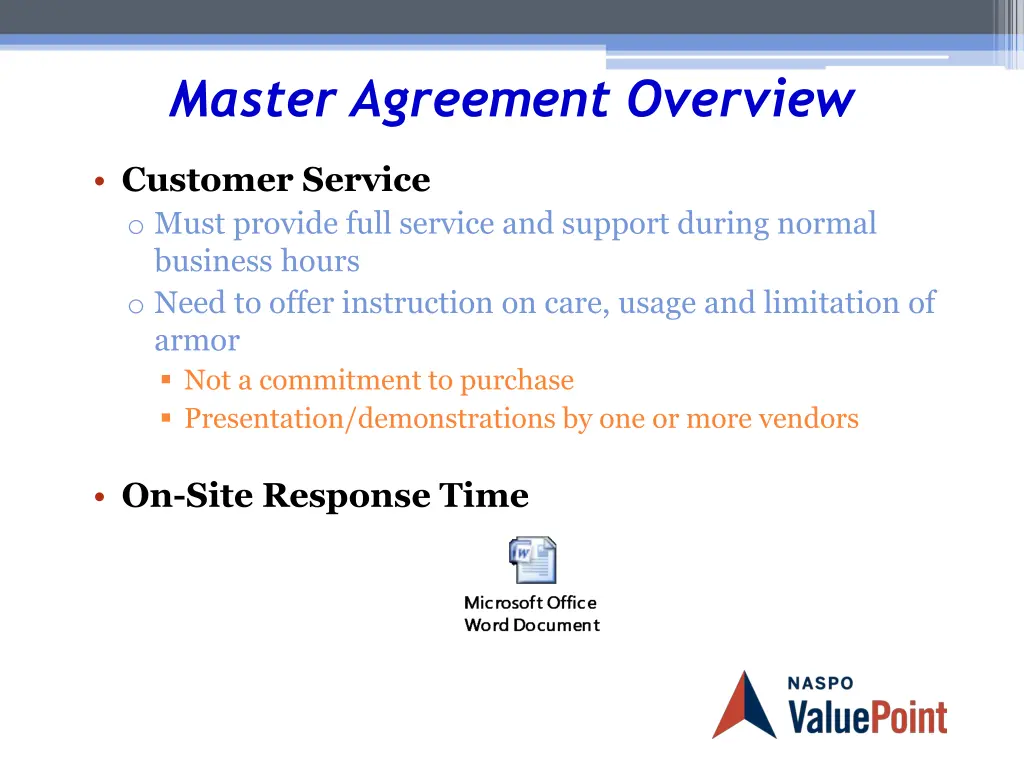 master agreement overview 11