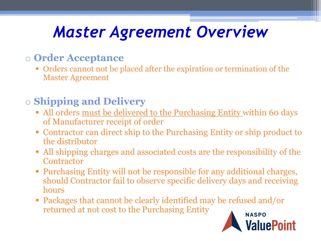 master agreement overview 8