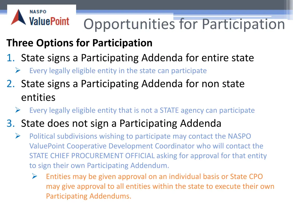 opportunities for participation three options