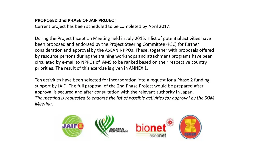 proposed 2nd phase of jaif project current