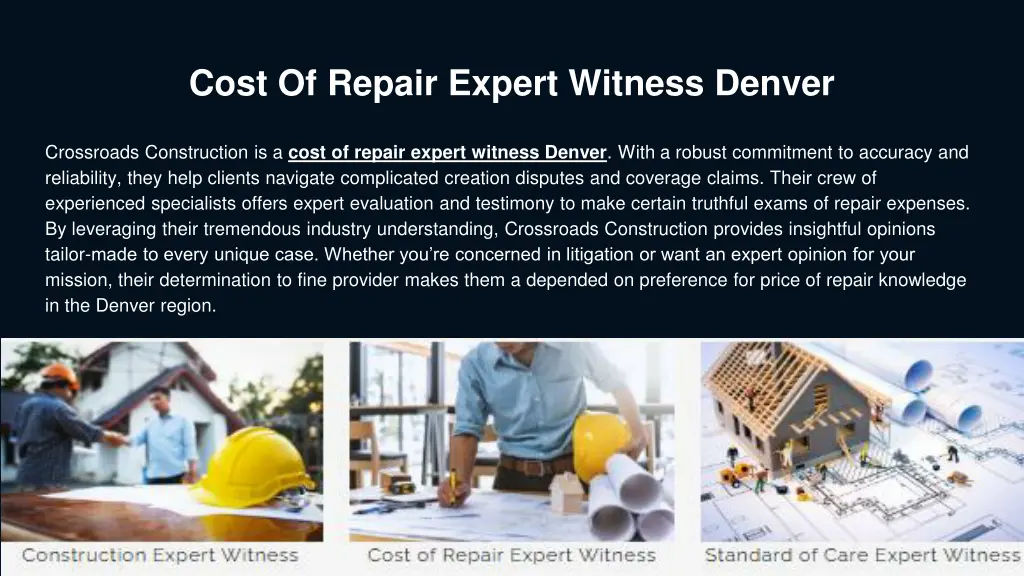 cost of repair expert witness denver