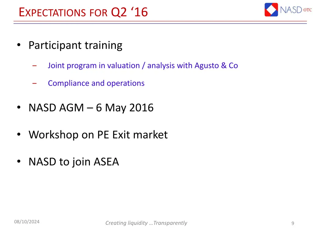 e xpectations for q2 16