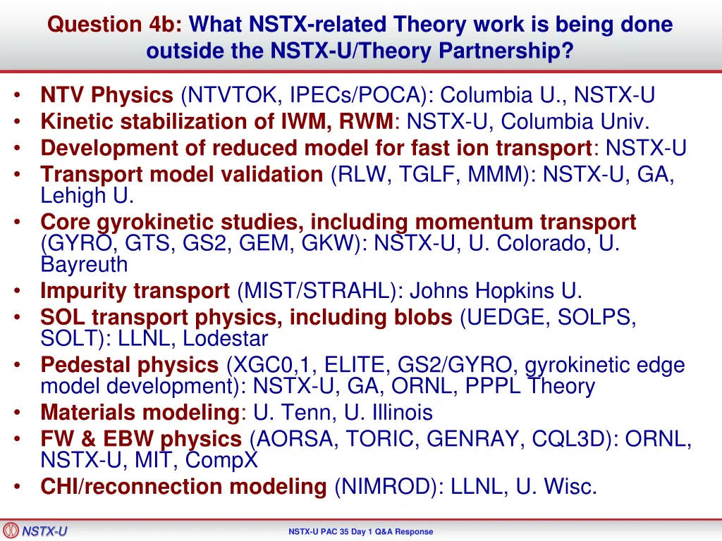 question 4b what nstx related theory work