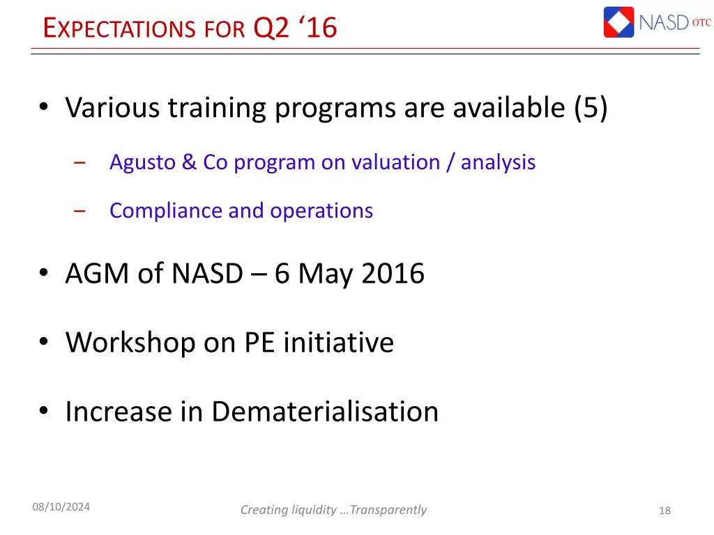 e xpectations for q2 16