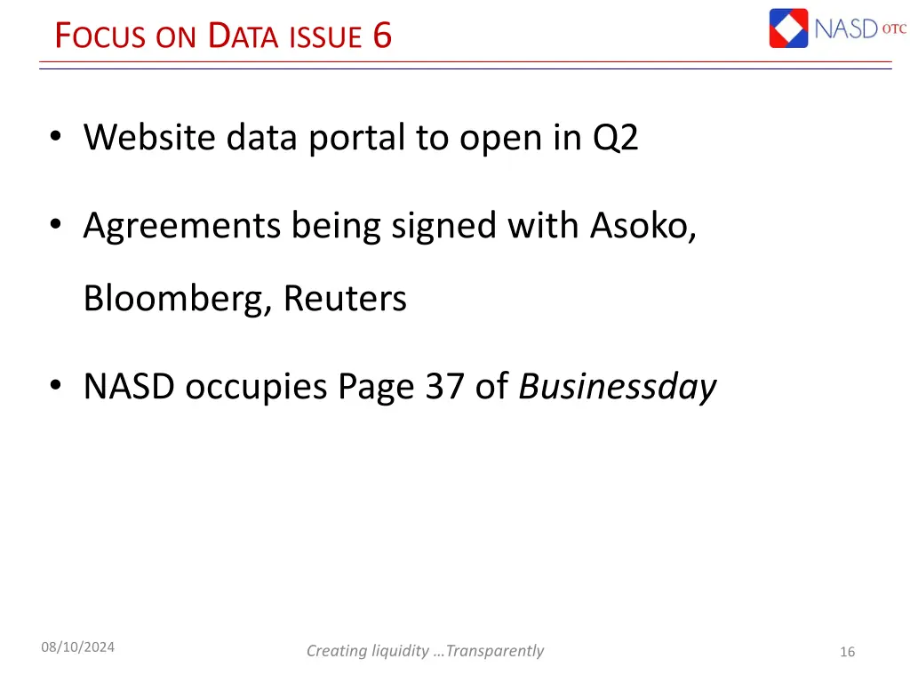 f ocus on d ata issue 6