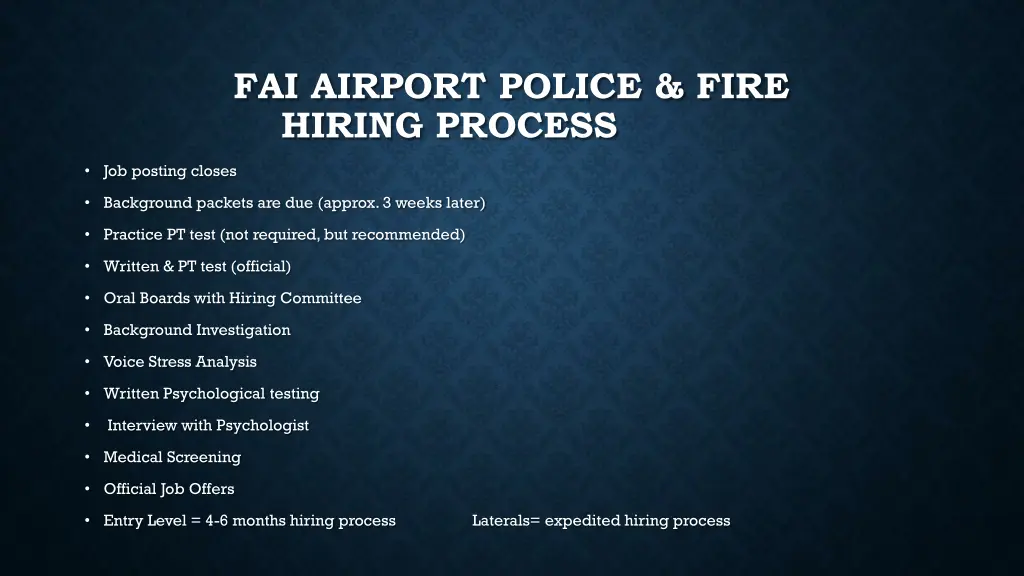 fai airport police fire hiring process