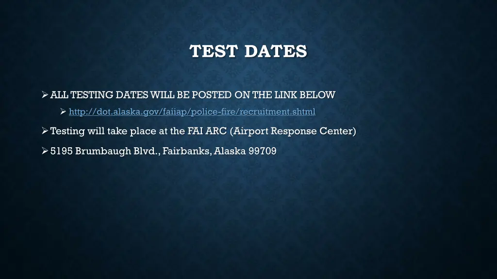 test dates