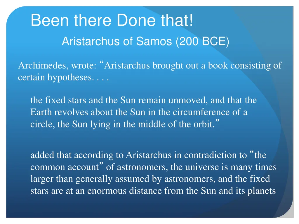 been there done that aristarchus of samos 200 bce