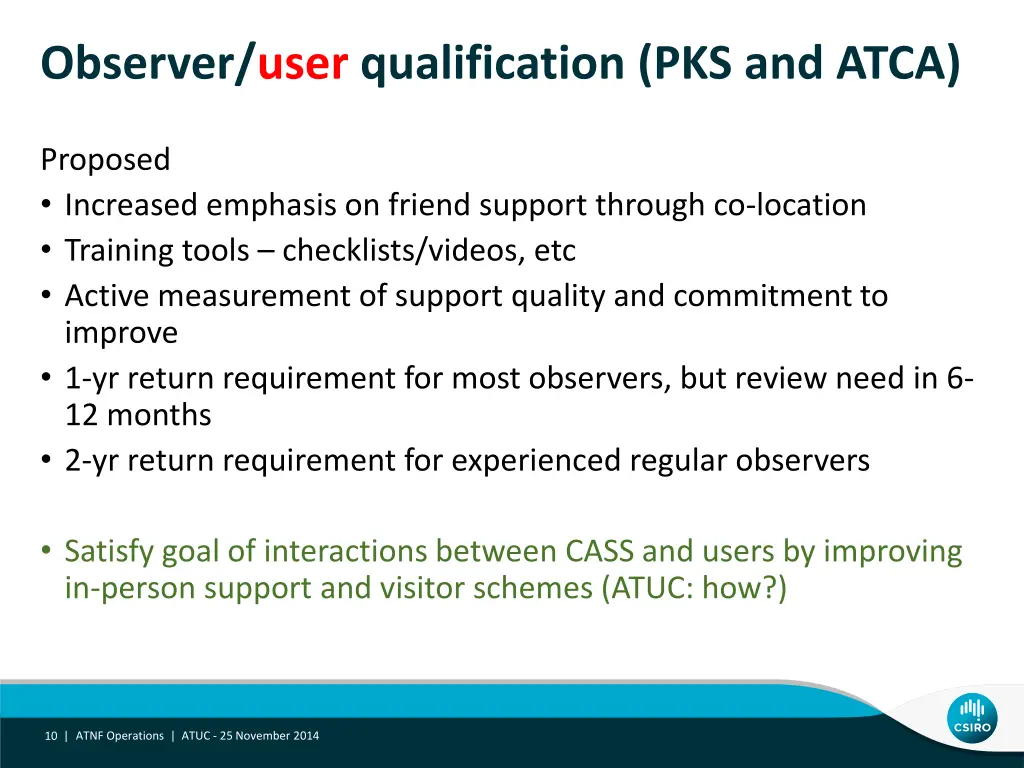 observer user qualification pks and atca 1