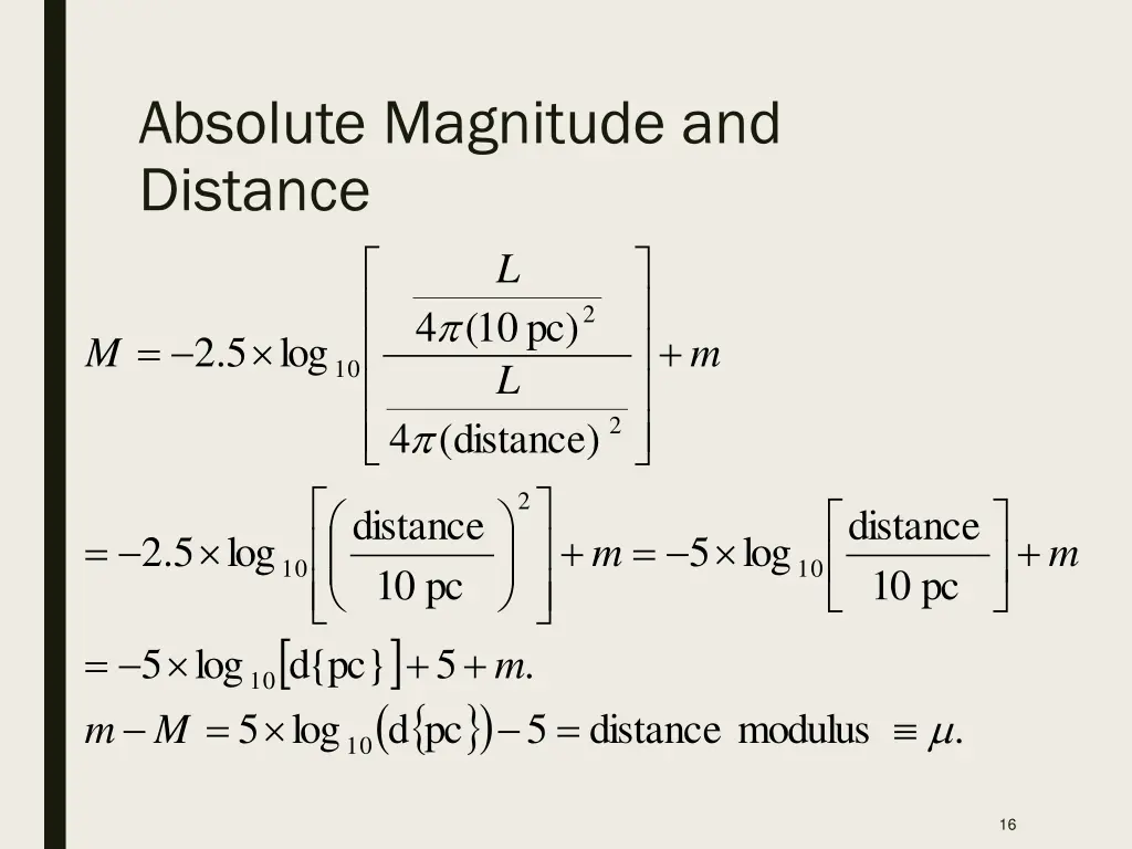 absolute magnitude and distance