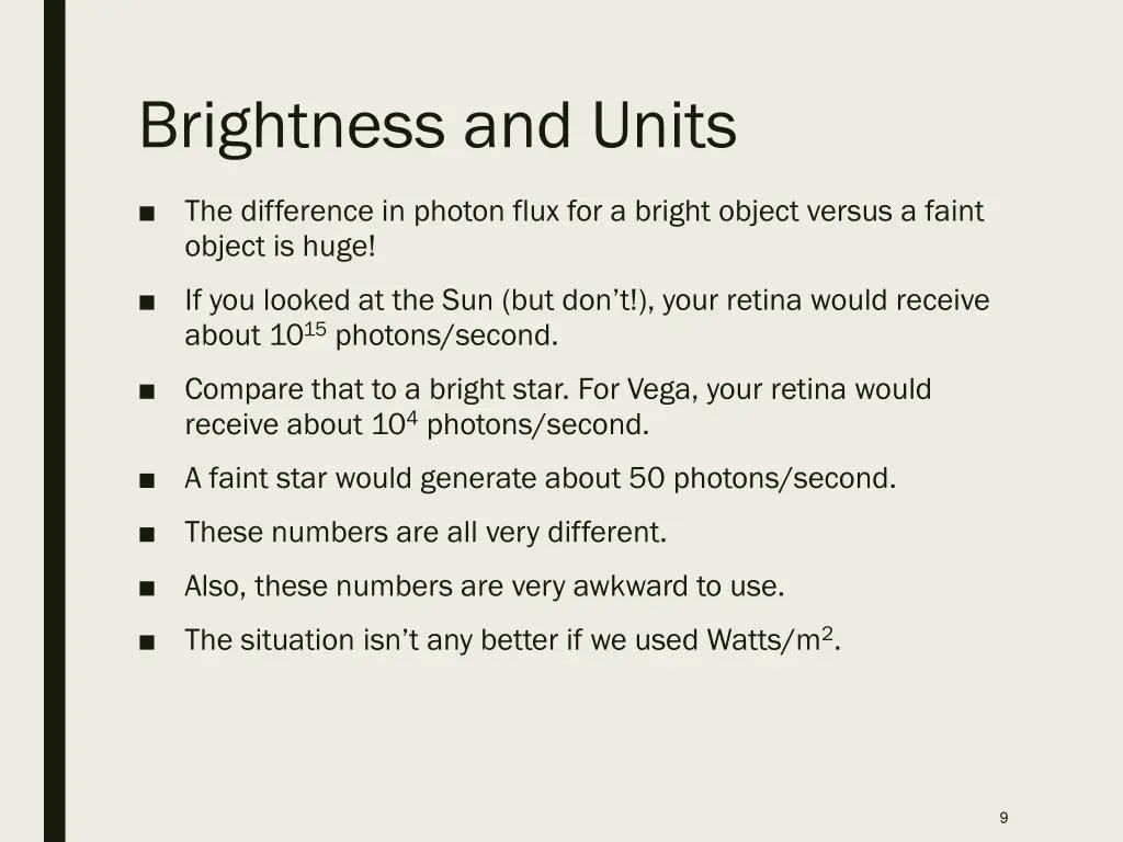 brightness and units