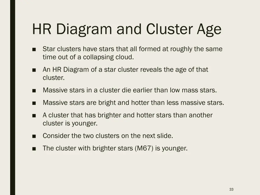 hr diagram and cluster age