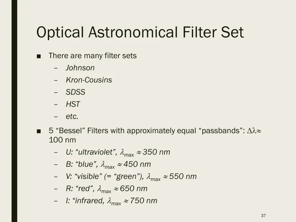 optical astronomical filter set