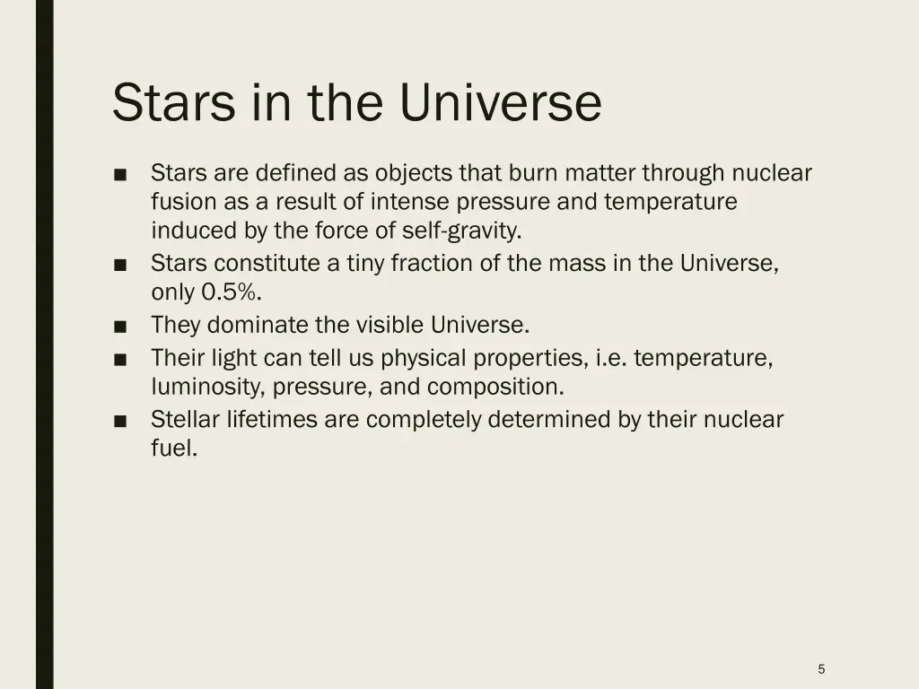 stars in the universe