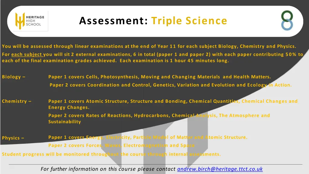 assessment triple science