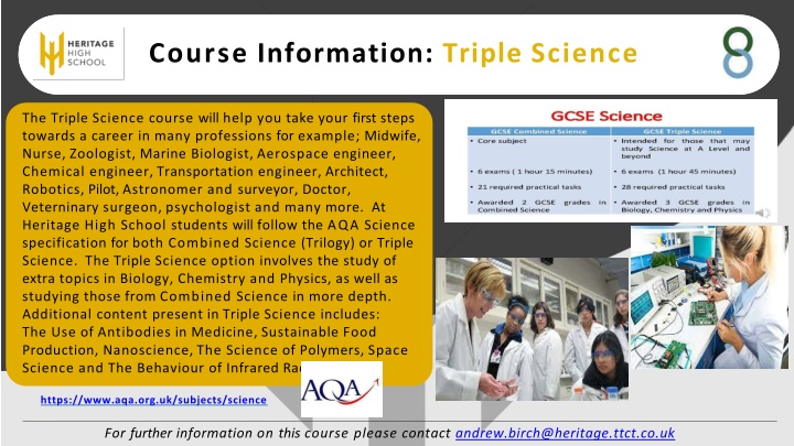 course information triple science