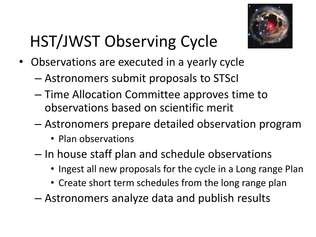 hst jwst observing cycle observations