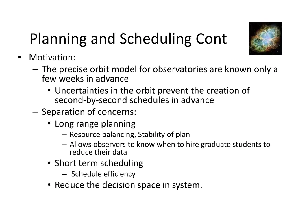 planning and scheduling cont motivation